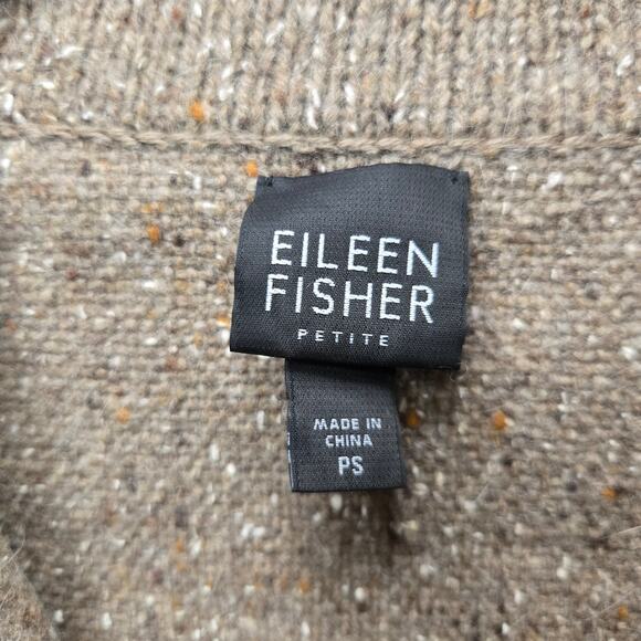 Eileen Fisher Lambswool Rabbit Hair Silk Button Front Ribbed Jacket Size PS - Picture 3 of 6